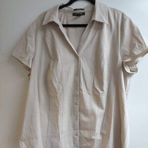 Style & Co beige blouse size 3X button down